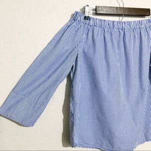 Zara Woman Pinstriped Off The Shoulder Top